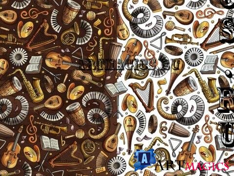 Classic Music Cartoon Seamless Pattern - QV3SPE3