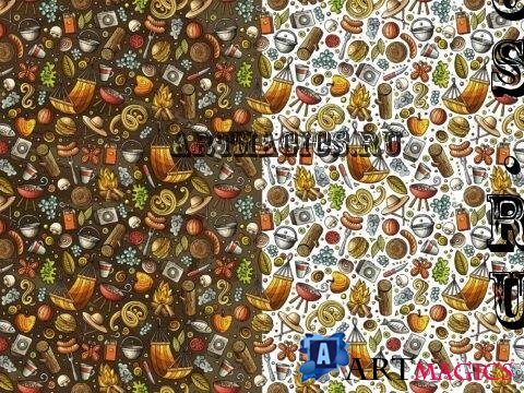 Picnic Cartoon Seamless Pattern - 7VVU86E