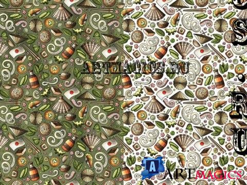 Japan Food Cartoon Seamless Pattern - YSKFS2Y