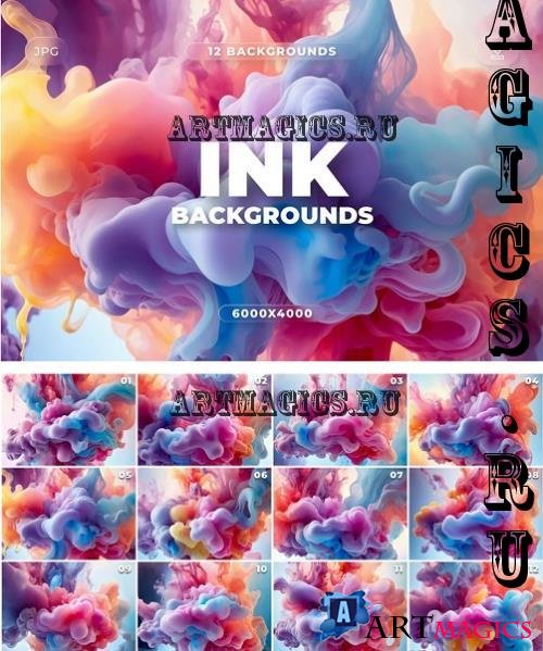 12 Ink Drop Backgrounds - J2MQMB3