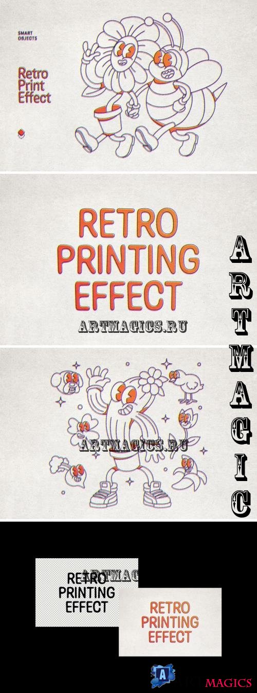 Retro Print Text & Logo Effect - 288621556