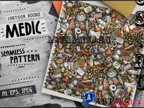 Medicine Cartoon Seamless Pattern - W7K4W4T