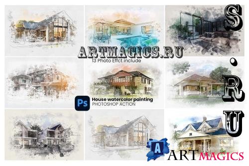 House Watercolor Painting - 288702226