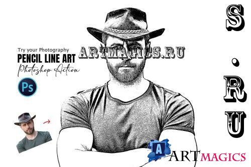 Pencil Line Art Photoshop Action - 288854755