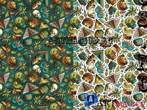 Latin America Cartoon Seamless Pattern - KKGYX8K