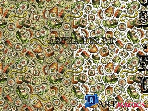 Japan Food Cartoon Seamless Pattern - AN2KNL3