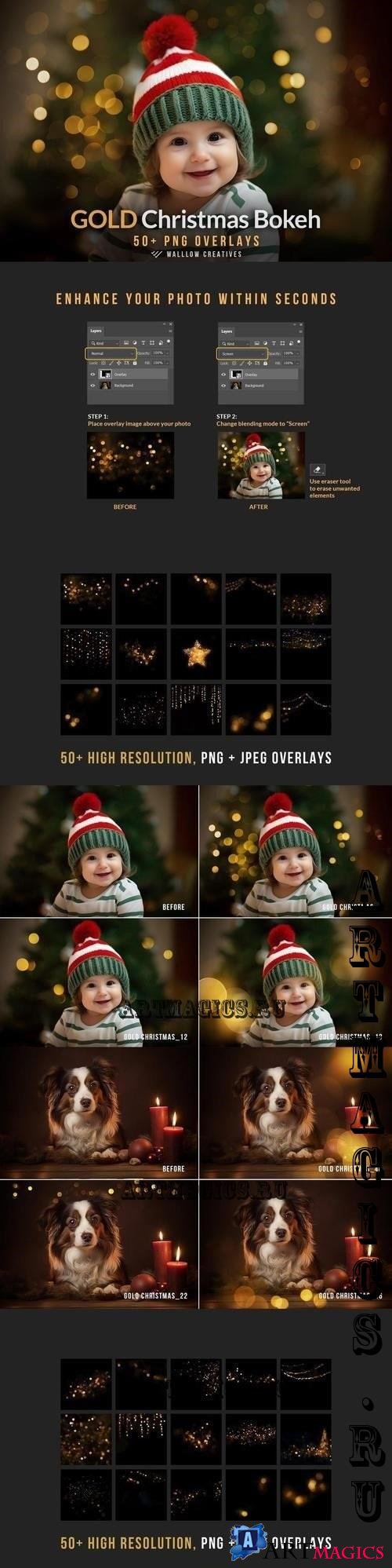 51 Golden Bokeh PNG photo overlays - 91726055