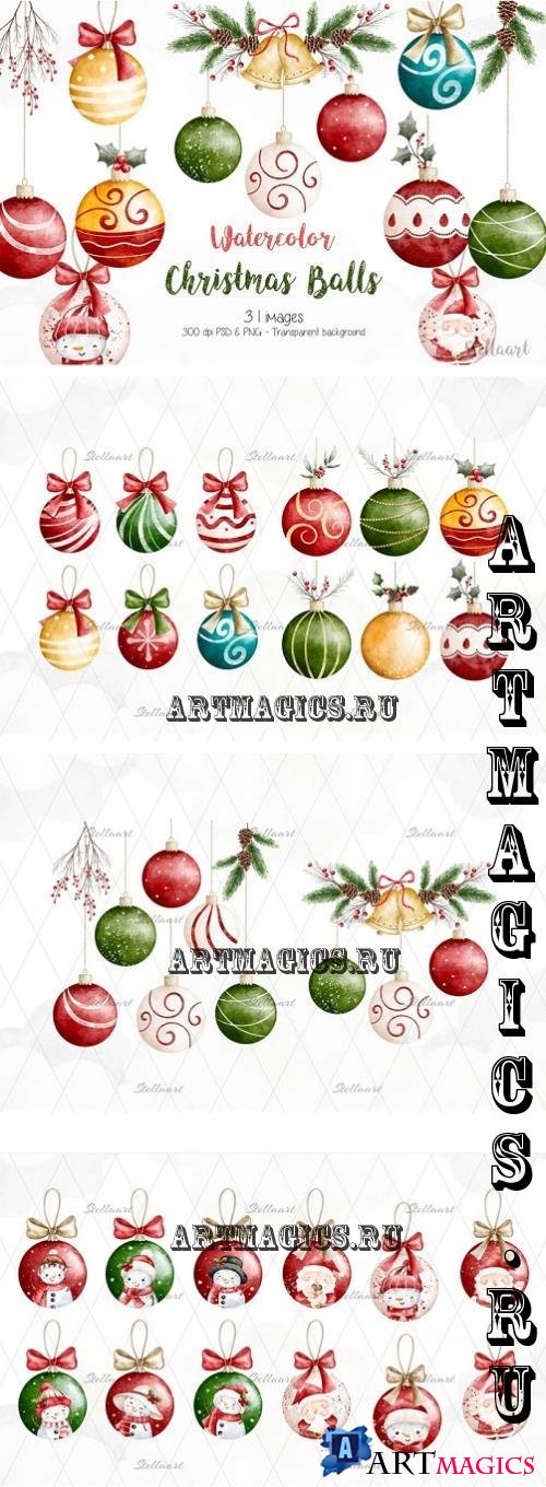 Watercolor Christmas Balls - R79D56X