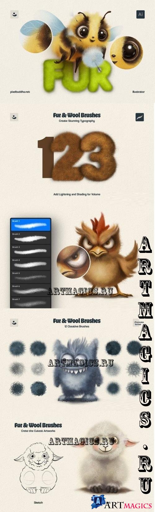 Fur Brushes for Illustrator - 289304190