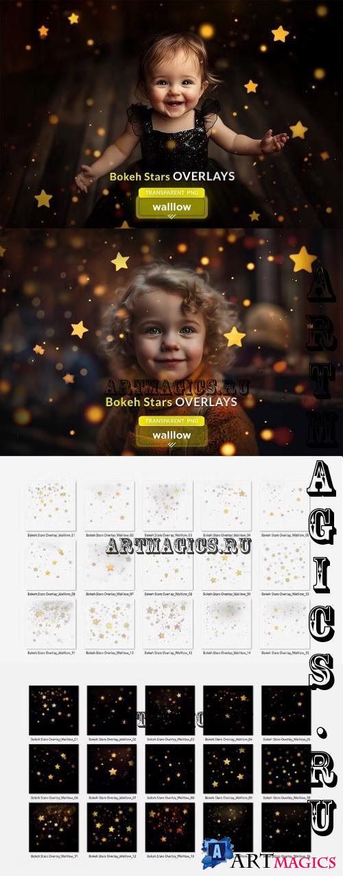 Gold Bokeh Star Photo Overlays PNG - 286612088 - GBRYCU2