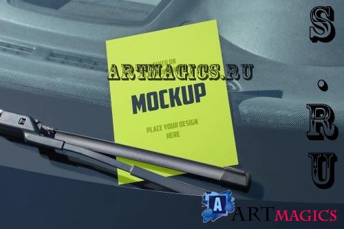 Flyer on Car Windshield Mockup - KNDVHL2