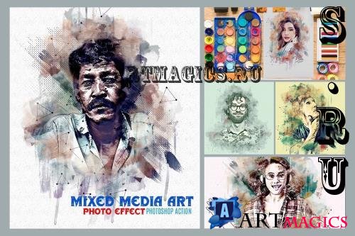 Mixed Media Art Photoshop Action - 286212195