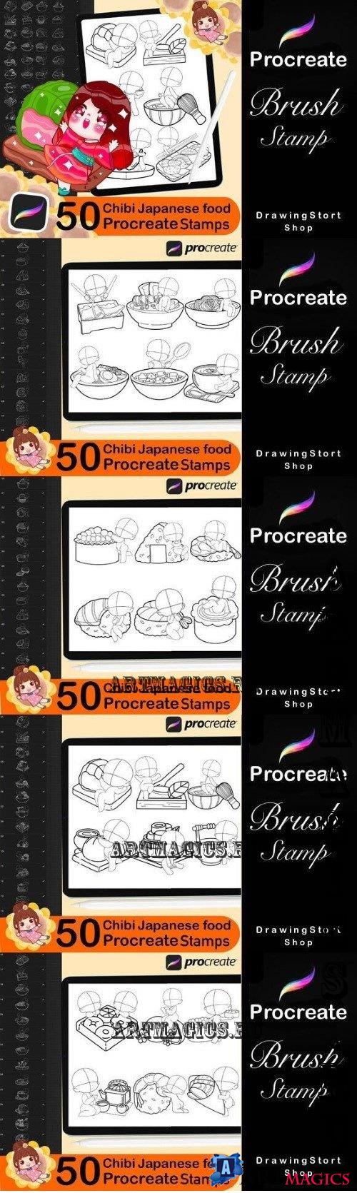 50 Procreate Chibi Japanese food - 289063400