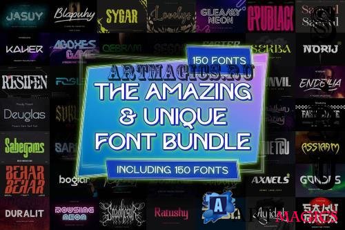 The Amazing & Unique Font Bundle - 150 Premium Fonts