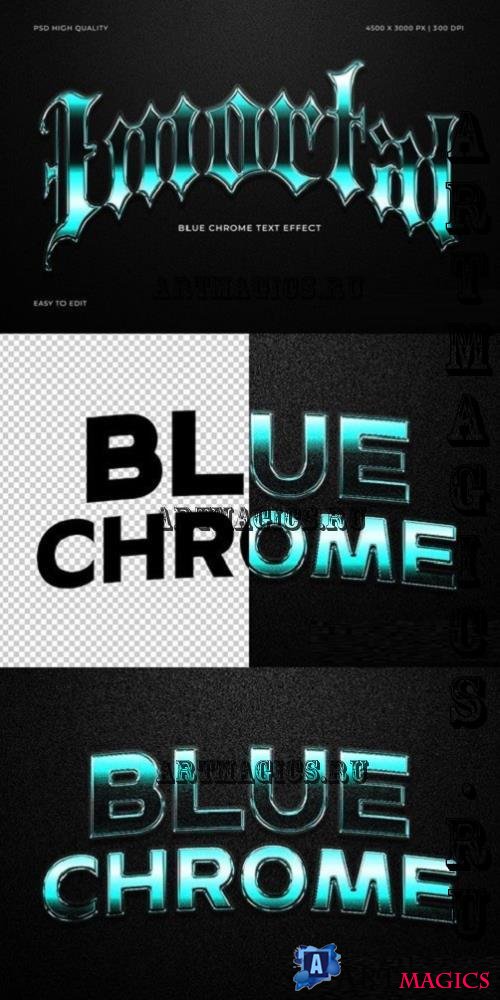 Blue Chrome Text Effect - 290753130