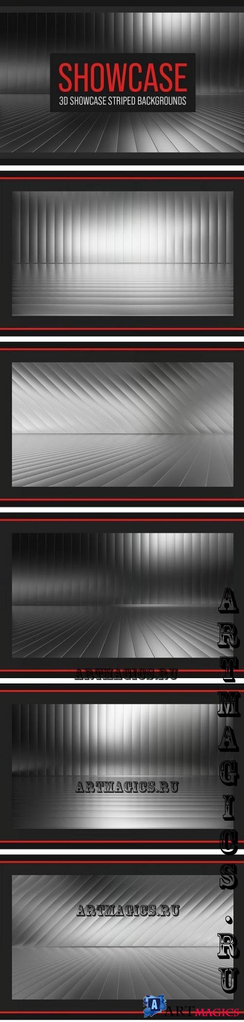 White & Black 3D Showcase Striped Backgrounds - 6YXK937