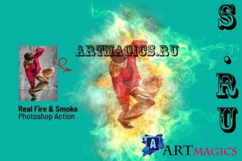 Real Fire & Smoke Photoshop Action - 290767491