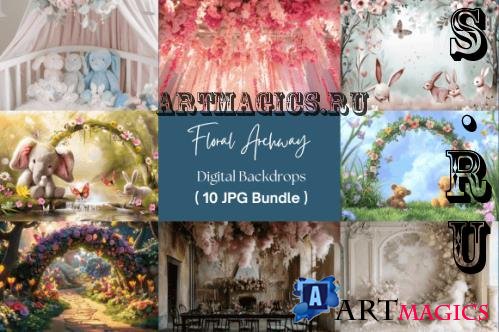 Floral Archway Digital Backdrops - 111339226