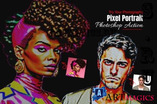 Pixel Portrait Photoshop Action - 290772349