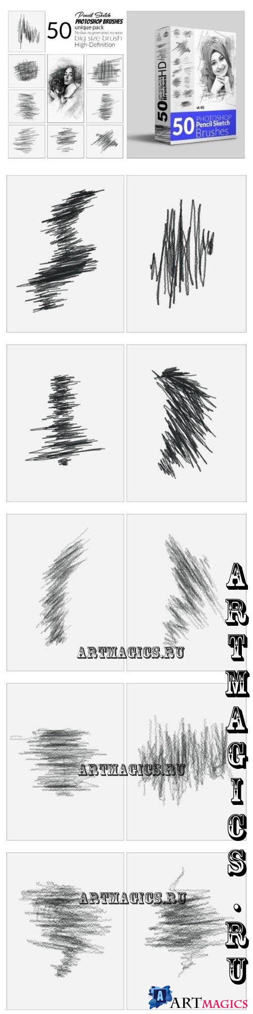 50 Pencil Sketch Brush Bundle - 290830599