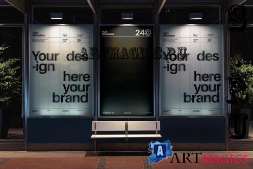 Bus Station Lightbox Banner Mockup