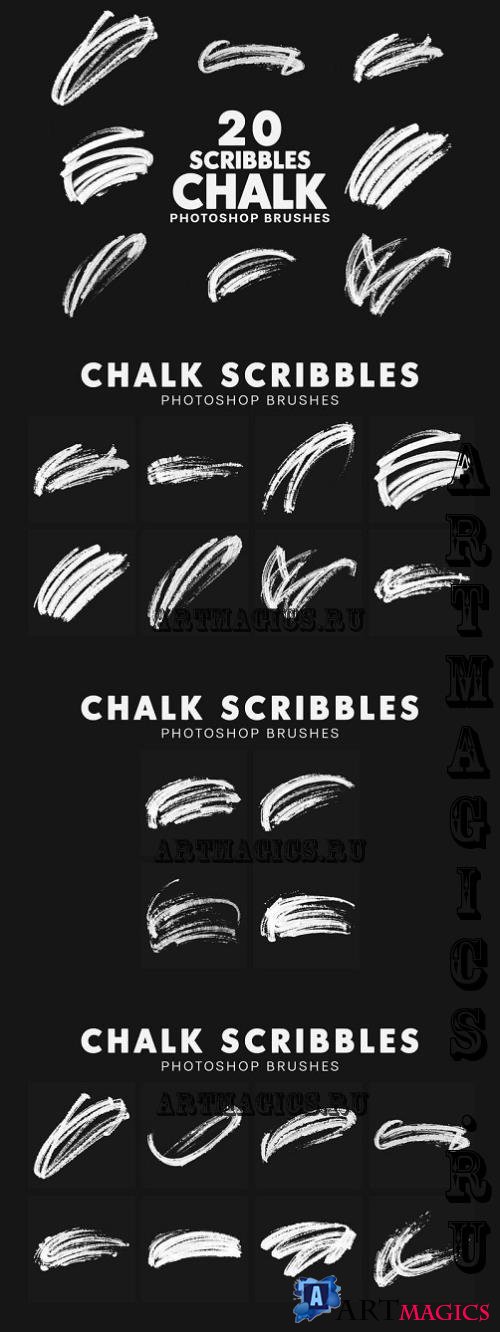 20 Chalk Scribbles Brushes - FYSWP89