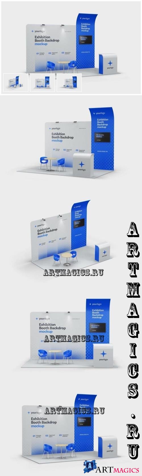 Exhibition Stand Mockup Set, Booth Backdrop - XBR4T6Y