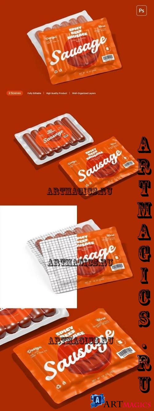 Sausage Packaging Mockup - XULDFYU