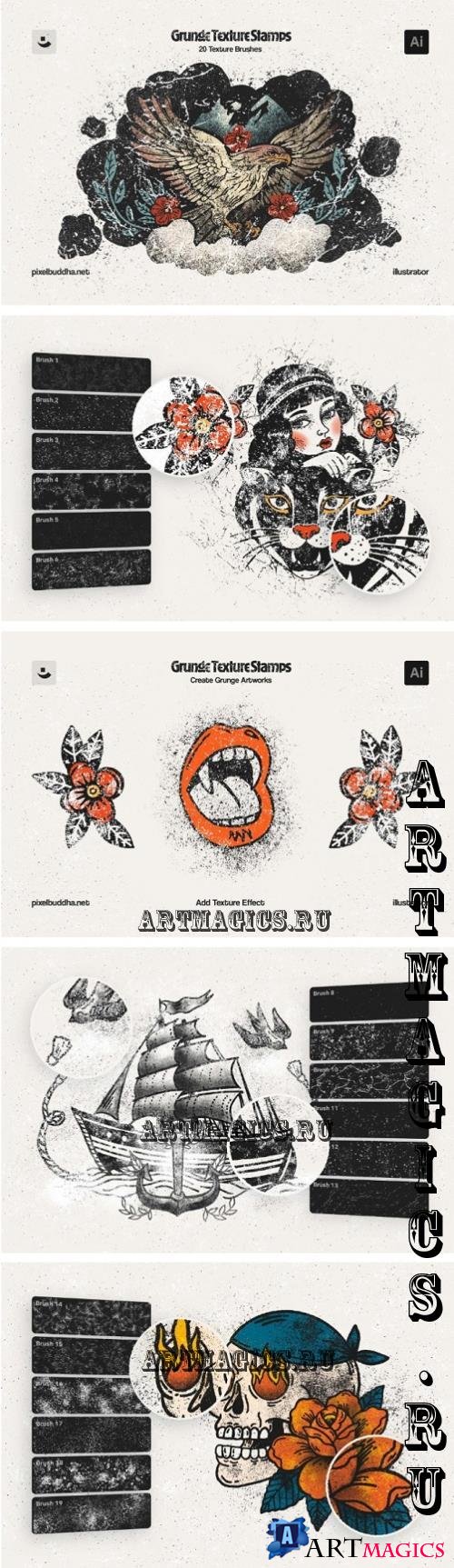 Grunge Stamp Illustrator Brushes - 290860065