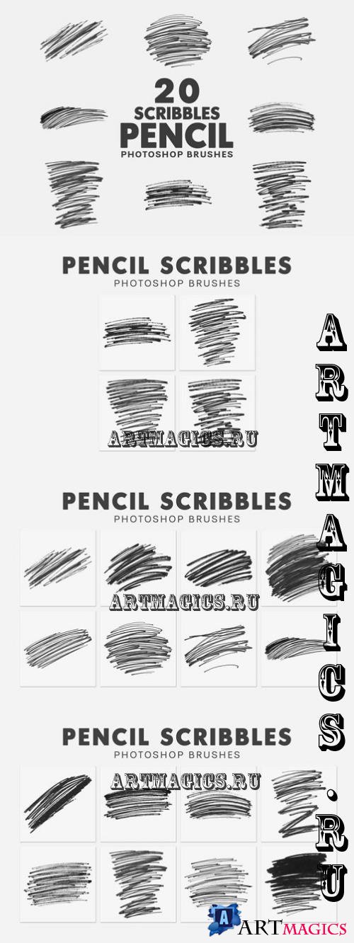 20 Pencil Scribbles Brushes - Y5UUEYJ