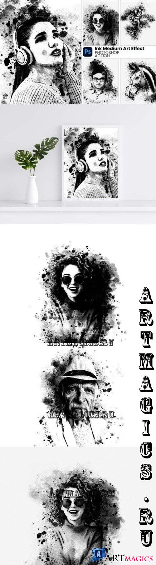 Ink Medium Art Photoshop Action - 288142655