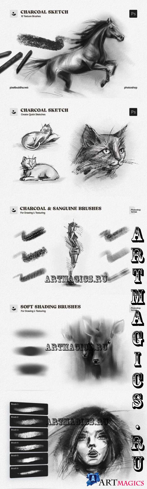 Charcoal Sketch Photoshop Brushes - 290880360 - WU3WUHU