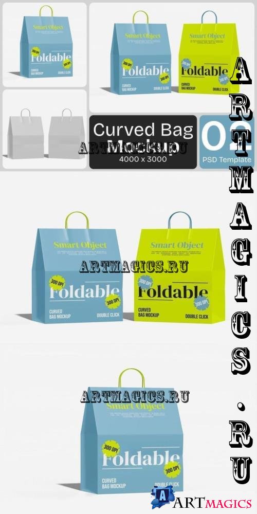 Curved Foldable Bag Mockup - FRAK936