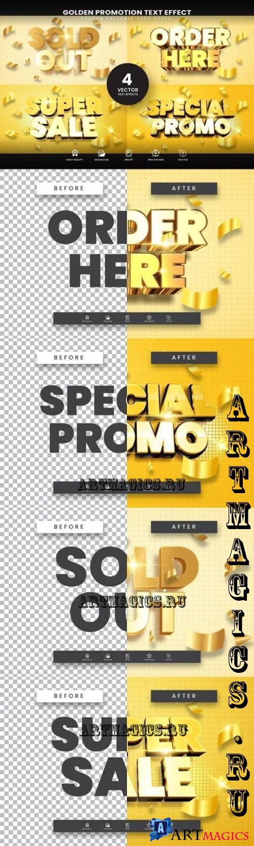 4 Pack Golden Editable Text Effect - EU6UDTP