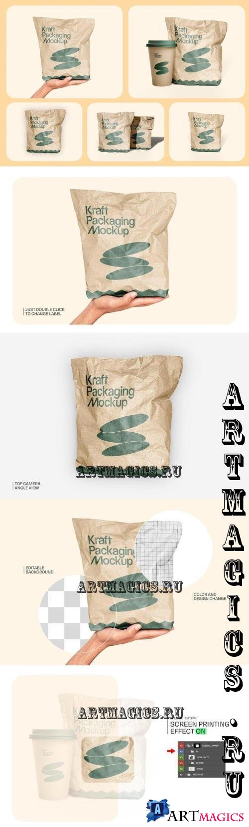 Kraft Paper Food Bag Mockup - 23E2ZBQ