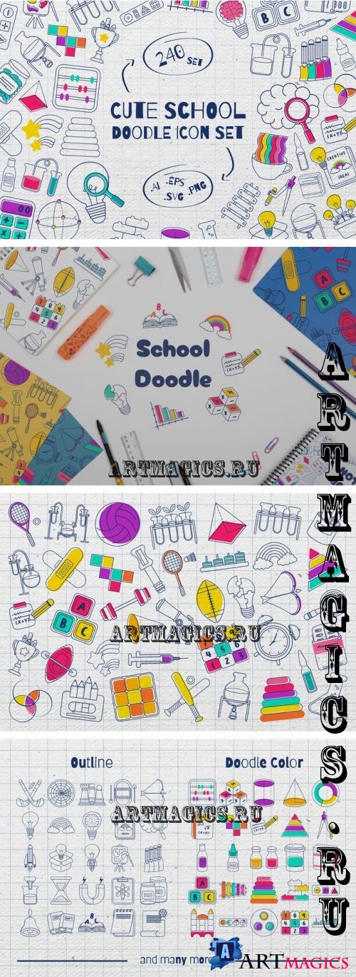 Illustration - Cute School Doddle Icon Set - SAPRVED