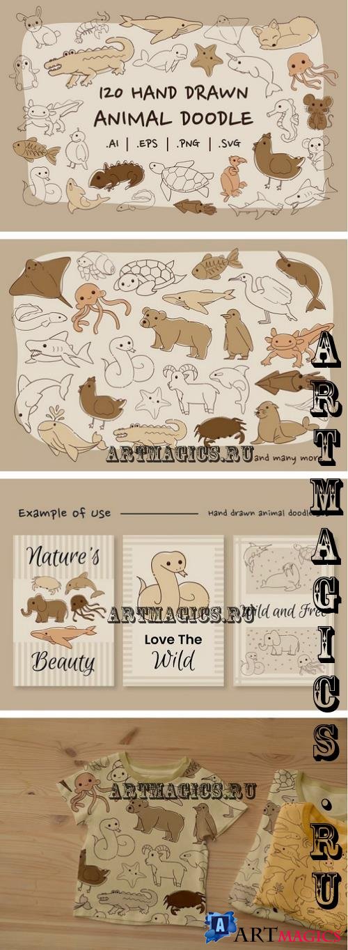 Illustration - Handrawn Animal Doddle Icon Set - CPEZF9J