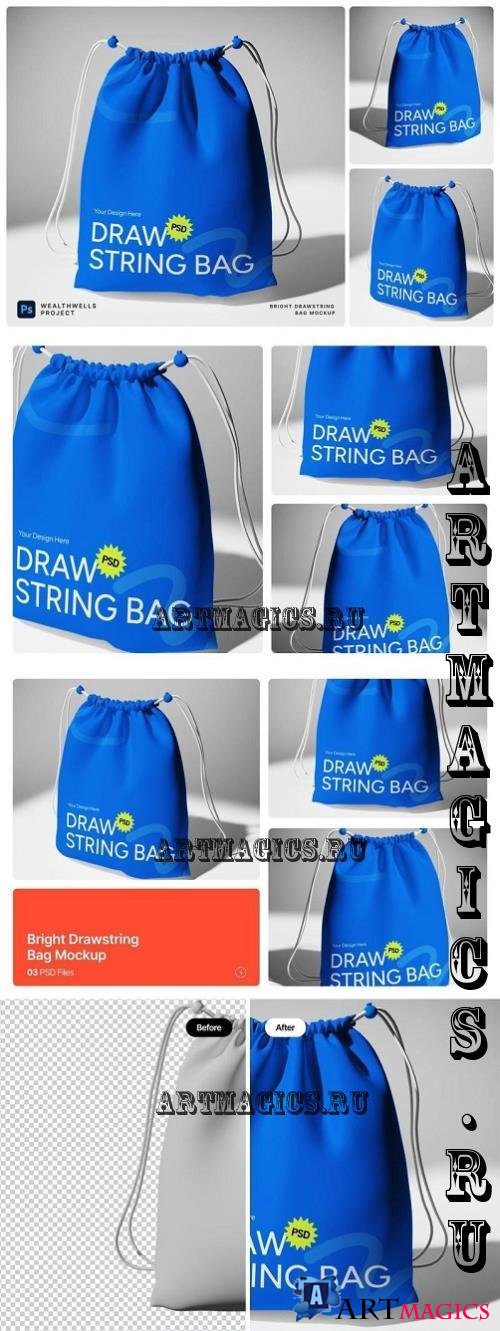 Bright Drawstring Bag Mockup - CW7EADQ