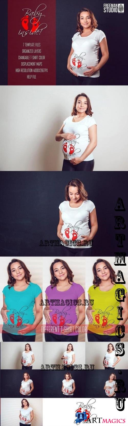 Pregnant Woman T-Shirt Mock-Up - 989895 - L3VDRF3