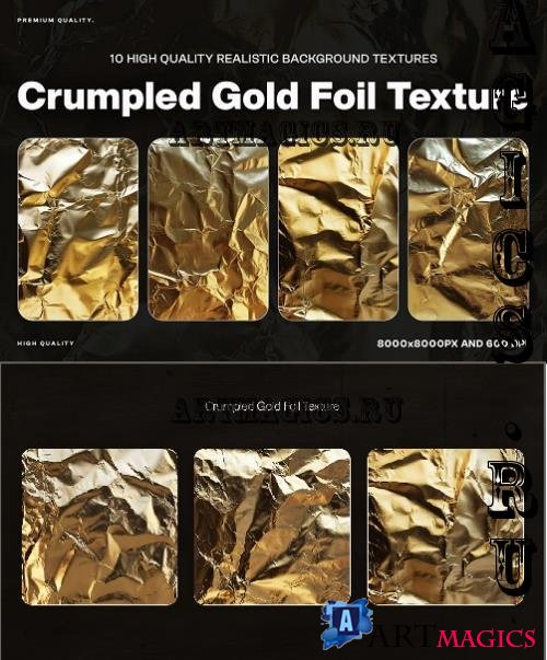 Crumpled Gold Foil Texture - DTTR74V