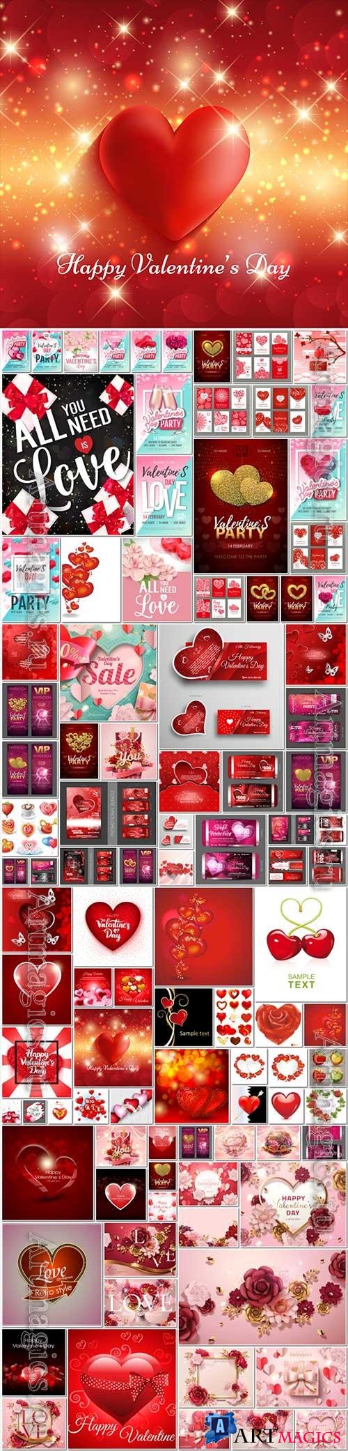 Bundle Happy Valentines Day, love, romance, hearts in vector vol 12