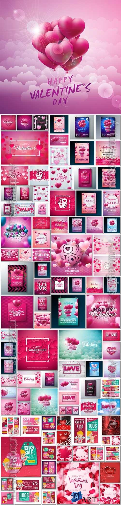 Bundle Happy Valentines Day, love, romance, hearts in vector vol 7