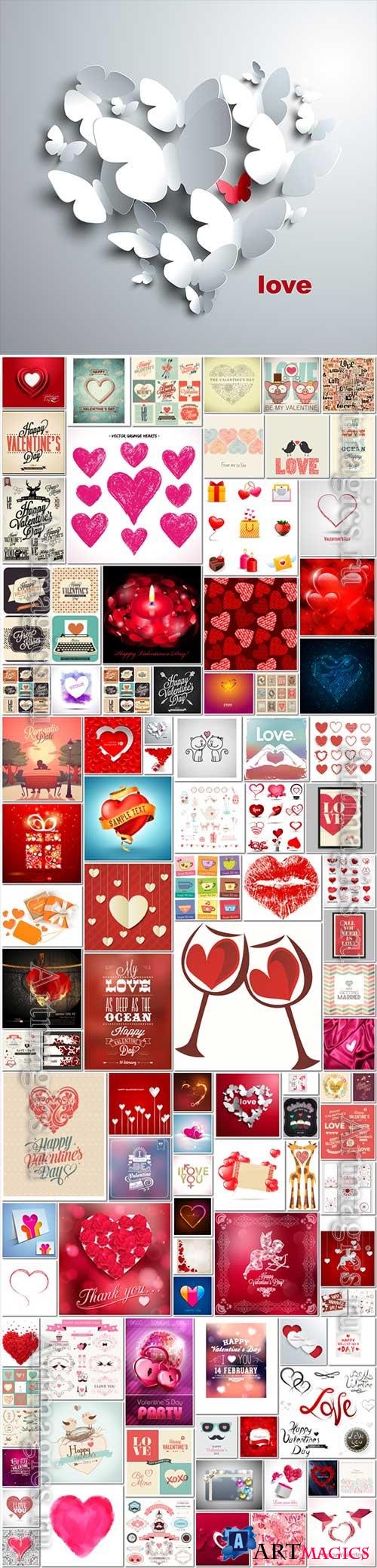 Bundle Happy Valentines Day, love, romance, hearts in vector vol 15