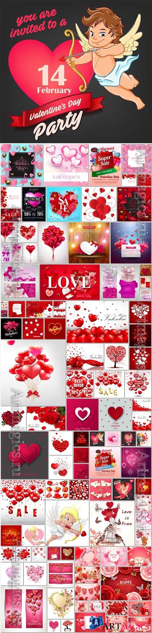 Bundle Happy Valentines Day, love, romance, hearts in vector vol 13