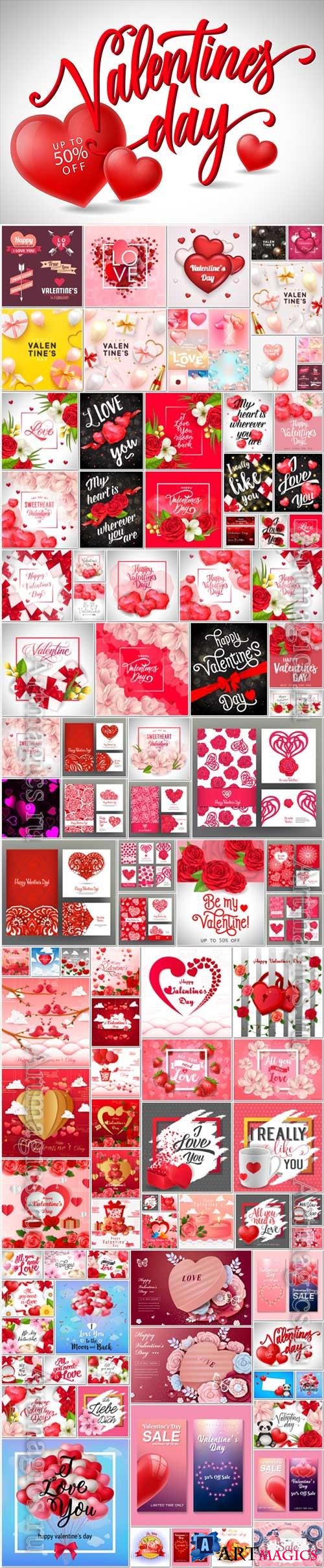 Bundle Happy Valentines Day, love, romance, hearts in vector vol 10