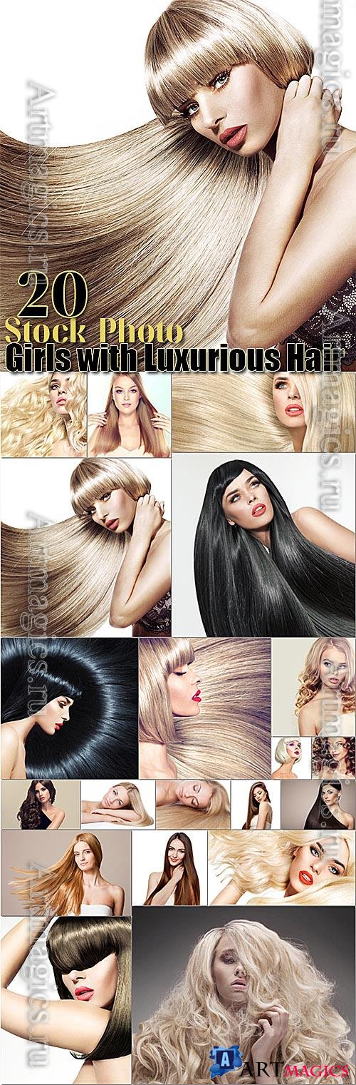Girls with Luxurious Hair 20 Stock Photo Set