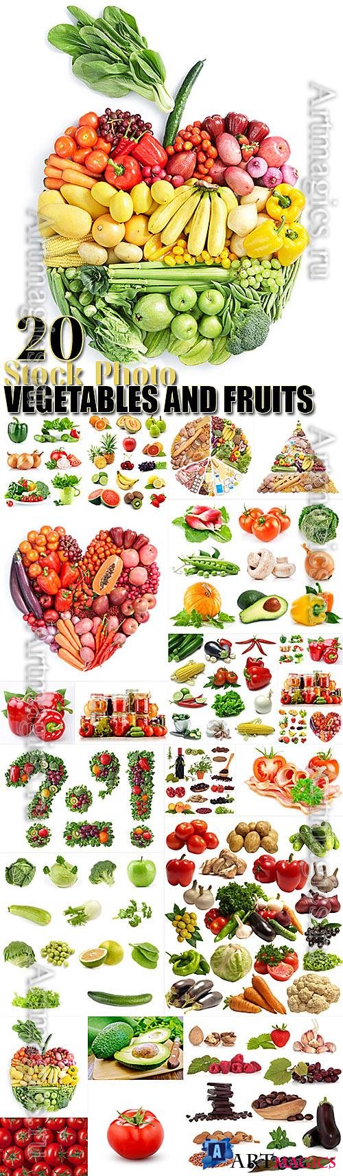 Vegetables and fruits 20 stock photos set