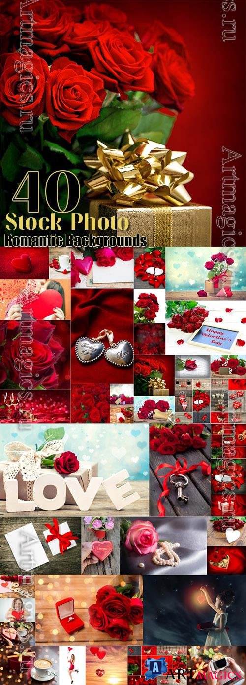 Romantic Backgrounds, Valentine Day Stock Photo Set