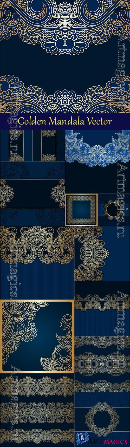 Vector backgrounds with golden mandala decor