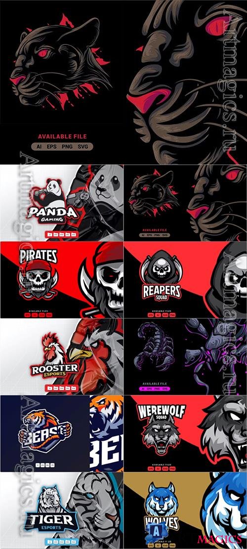 Mascot logo design vector set vol 1